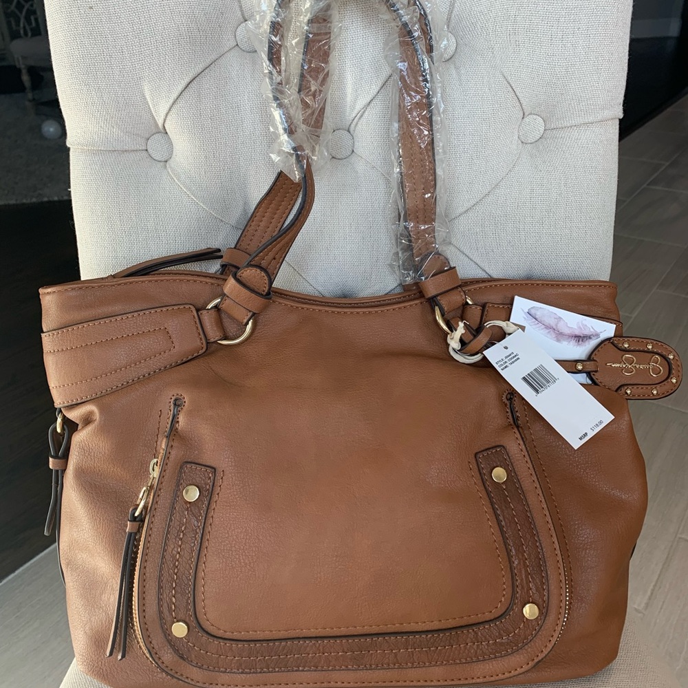 Jessica Simpson Tan Shoulder Bag with Gold Accents